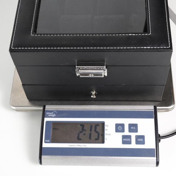 Songmics Black Synthetic Leather Watch Box 8 Slot Glass Window Lid Display Case - Picture 15 of 15